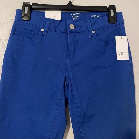 Crown & Ivy Women’s Size 0P Petite Slim Skinny Jeans Blue Stretch Pockets - Picture 3 of 8
